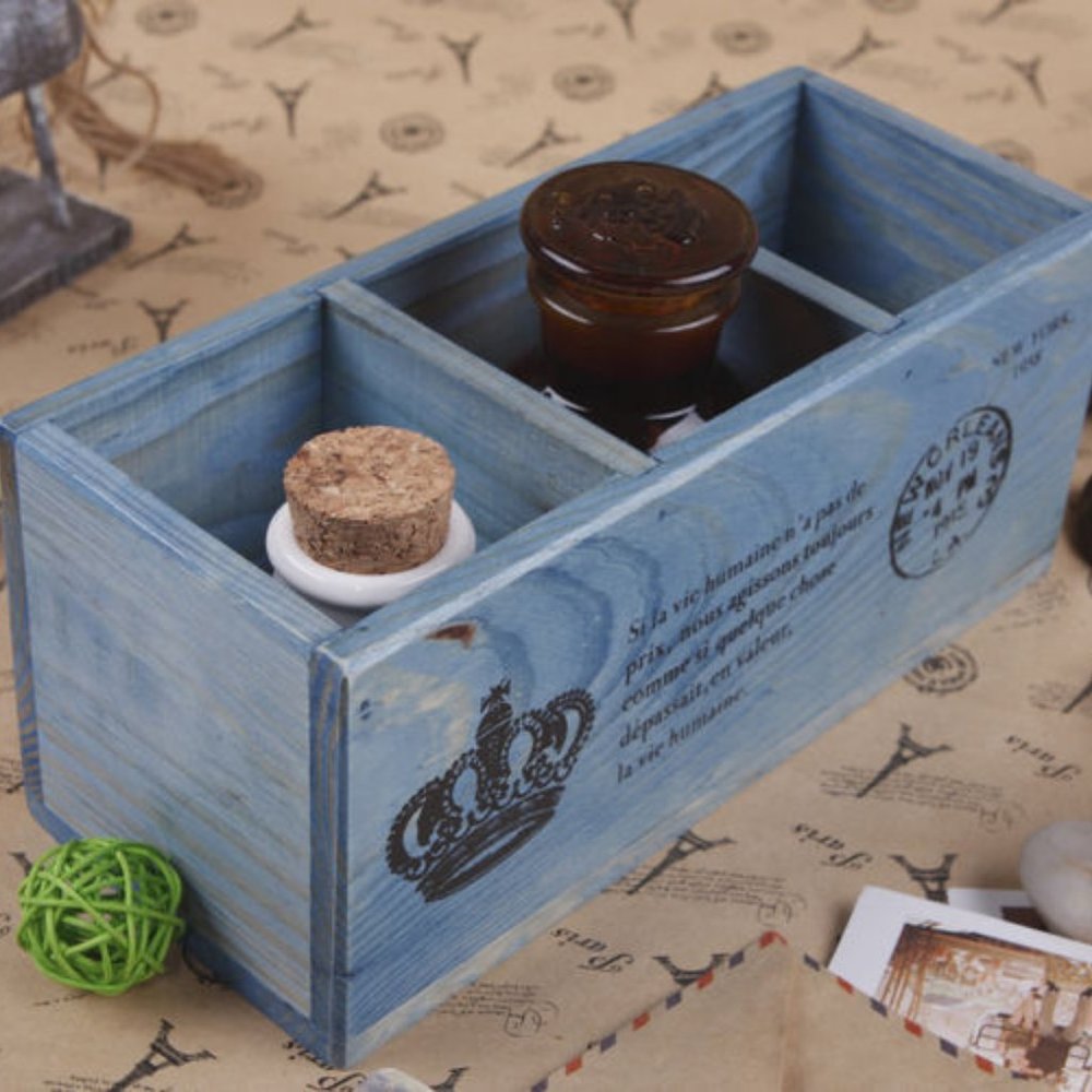 Wooden Desktop Organizer Office Supplies Brown Tabletop Storage 3 compartments